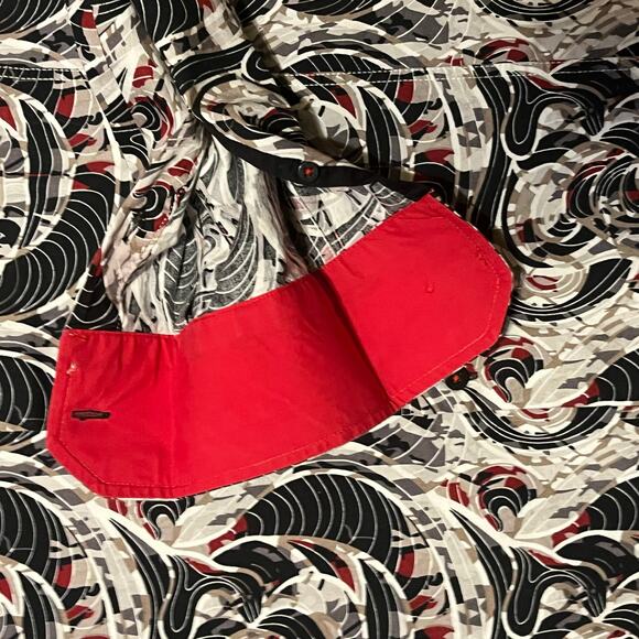 Barabas Abstract Imperial Button Up Collared Dress Shirt XL Black Red Baroque - Picture 3 of 7